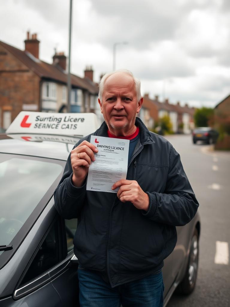 Daniel Owens after passing their driving test in Brierfield, Lancashire