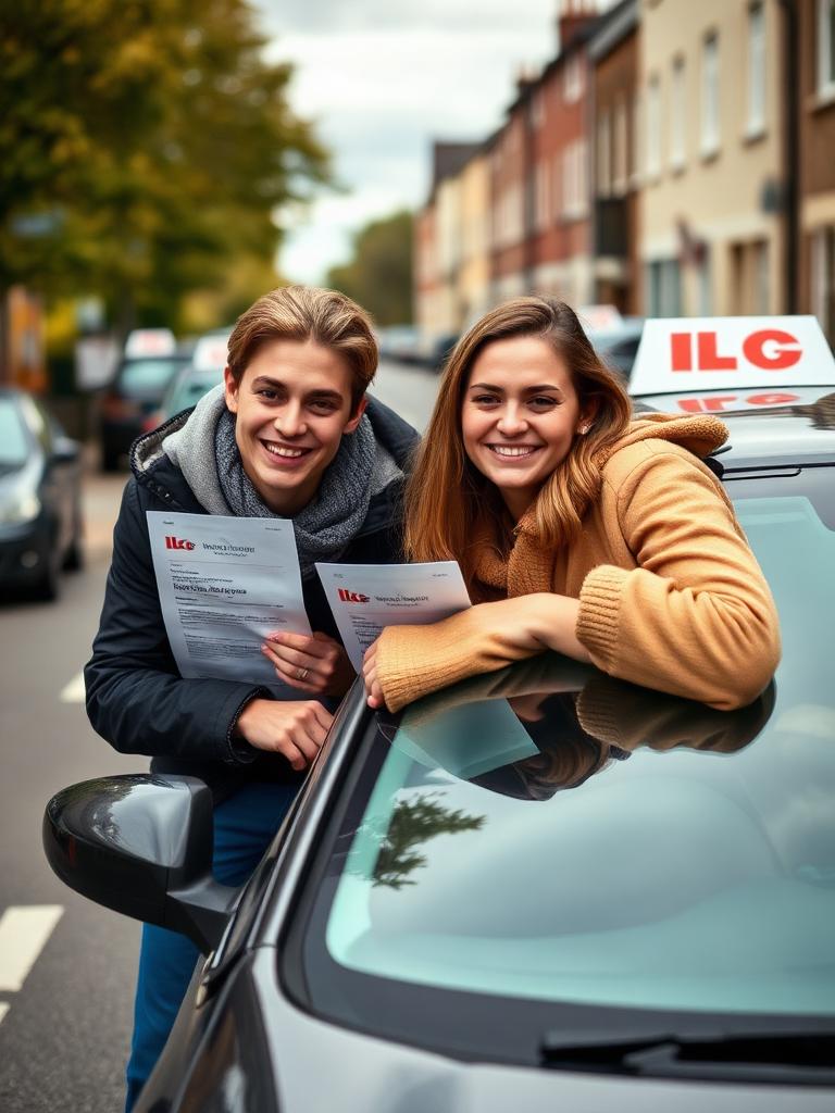 Tom & Rachel after passing their driving test in Barrowford, Lancashire